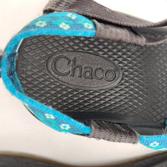 Chaco Sandals Shoes Blue Green Flower Girls Size 4 or Women's 5.5 to 6 - Picture 9 of 16